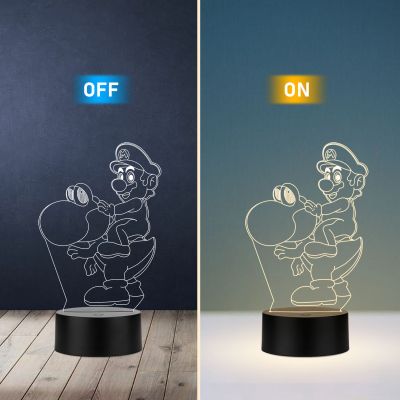 3D Illusion Mario Cartoon Night Lamp with Warm White Light  Best Gift for Children Girls Boys  Gift for Cartoon Lover